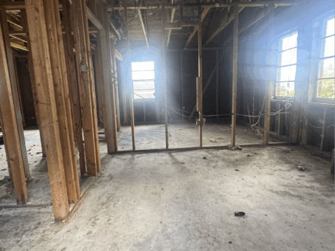 gutted interior of home